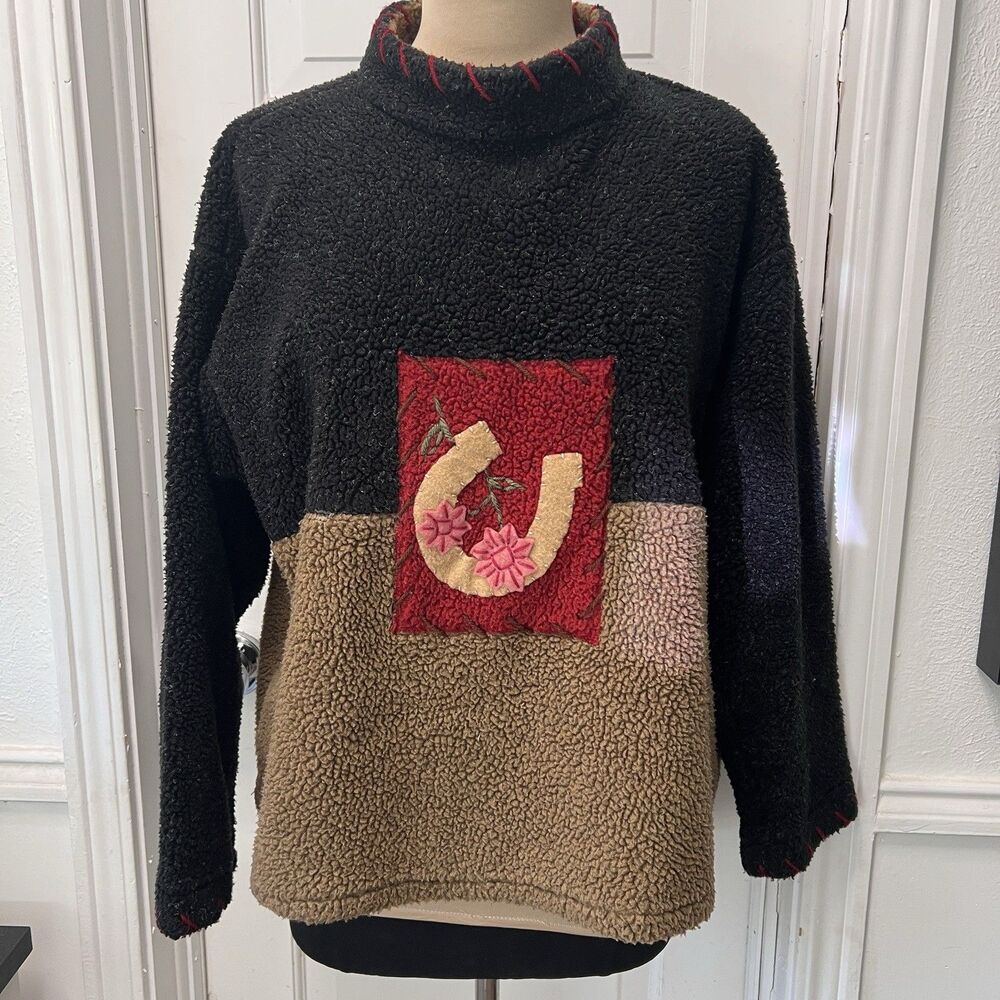 TASHA POLIZZI Saddleblanket Womens Fleece Sweater Med Western Artsy Hippie USA